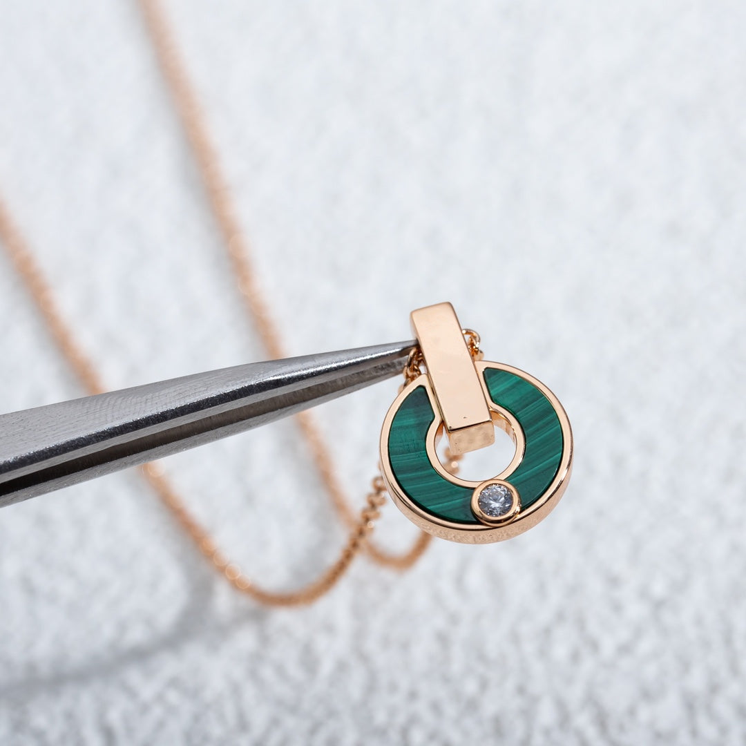 [Lumi Jewelry]GARI NECKLACE PINK GOLD MALACHITE