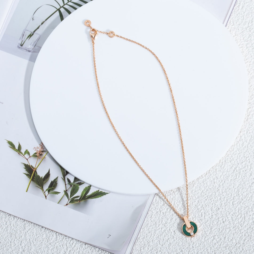 [Lumi Jewelry]GARI NECKLACE PINK GOLD MALACHITE