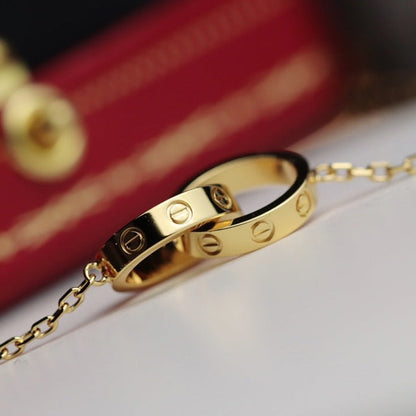 [Lumi Jewelry]LOVE NECKLACE DOUBLE RING GOLD