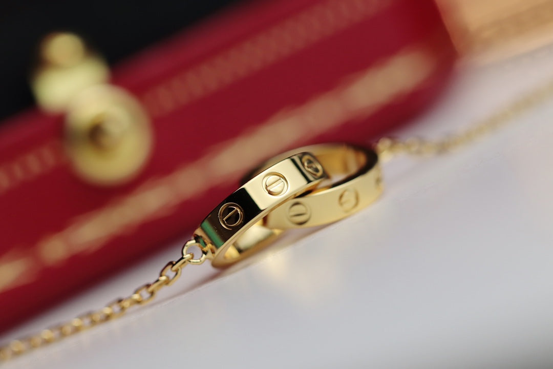 [Lumi Jewelry]LOVE NECKLACE DOUBLE RING GOLD