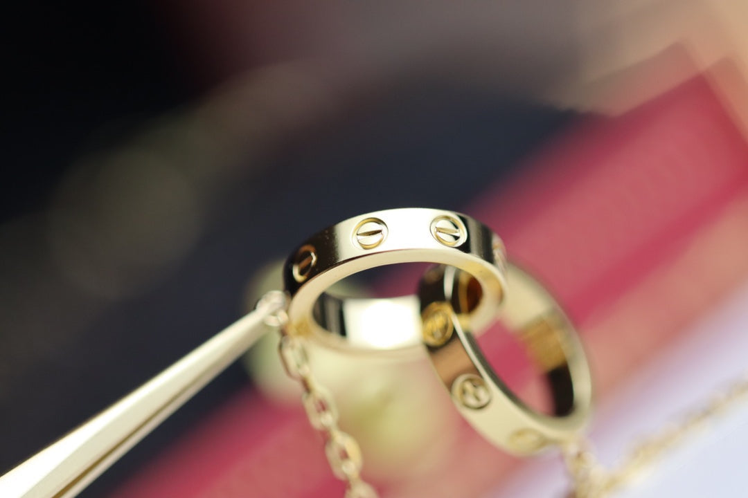 [Lumi Jewelry]LOVE NECKLACE DOUBLE RING GOLD