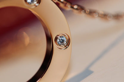 [Lumi Jewelry]LOVE NECKLACE 16MM 6 DIAMONDS PINK GOLD