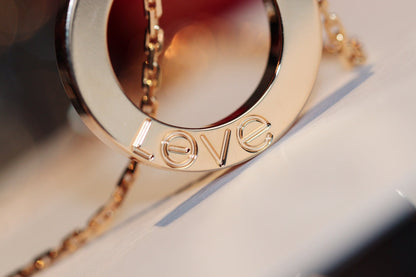 [Lumi Jewelry]LOVE NECKLACE 16MM 6 DIAMONDS PINK GOLD