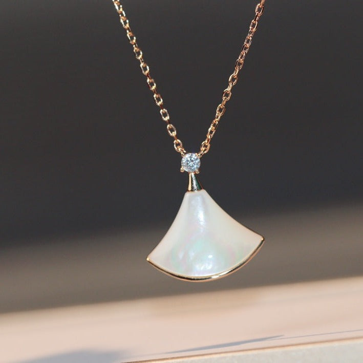 [Lumi Jewelry]DREAM NECKLACE WHITE MOP PINK GOLD 1 DIAMOND