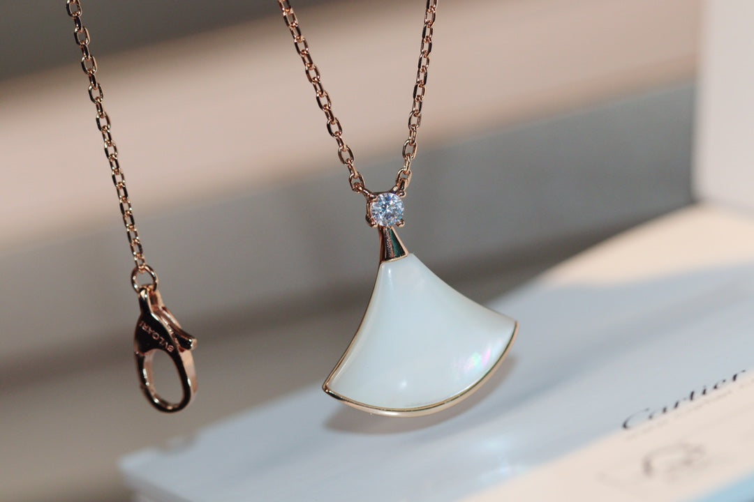[Lumi Jewelry]DREAM NECKLACE WHITE MOP PINK GOLD 1 DIAMOND