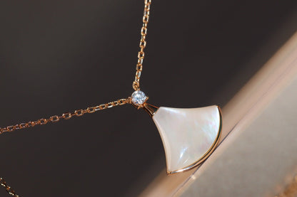 [Lumi Jewelry]DREAM NECKLACE WHITE MOP PINK GOLD 1 DIAMOND