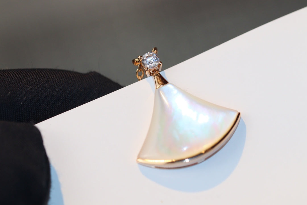 [Lumi Jewelry]DREAM NECKLACE WHITE MOP PINK GOLD 1 DIAMOND