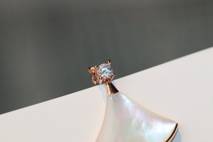 [Lumi Jewelry]DREAM NECKLACE WHITE MOP PINK GOLD 1 DIAMOND