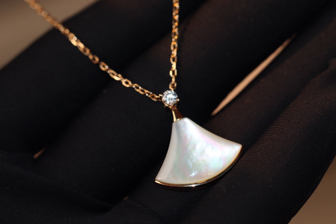 [Lumi Jewelry]DREAM NECKLACE WHITE MOP PINK GOLD 1 DIAMOND