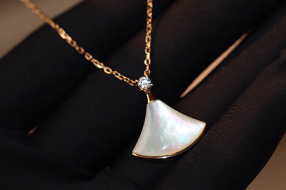 [Lumi Jewelry]DREAM NECKLACE WHITE MOP PINK GOLD 1 DIAMOND