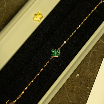 [Lumi Jewelry]SUN MALACHITE 1 DIAMOND PINK GOLD BRACELET