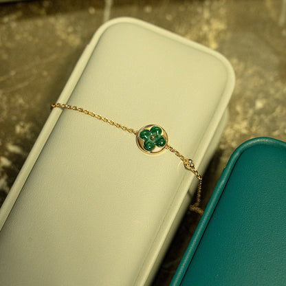 [Lumi Jewelry]SUN MALACHITE 1 DIAMOND PINK GOLD BRACELET