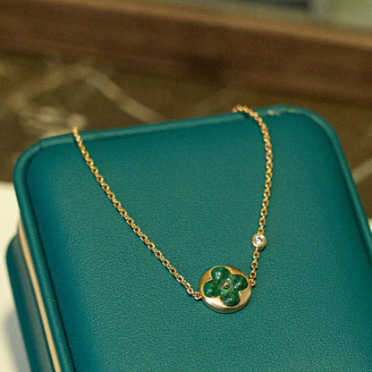 [Lumi Jewelry]SUN MALACHITE 1 DIAMOND PINK GOLD BRACELET