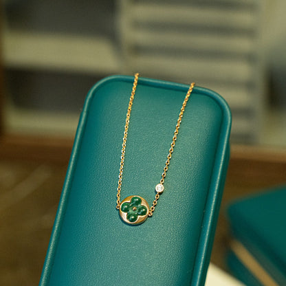 [Lumi Jewelry]SUN MALACHITE 1 DIAMOND PINK GOLD BRACELET