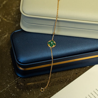 [Lumi Jewelry]SUN MALACHITE 1 DIAMOND PINK GOLD BRACELET