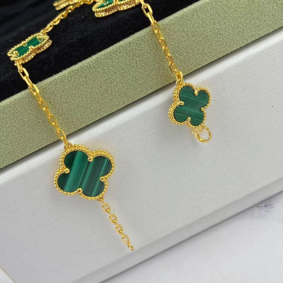 [Lumi Jewelry]MAGIC CLOVER MALACHITE GOLD BRACELET 5 MOTIFS
