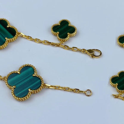 [Lumi Jewelry]MAGIC CLOVER MALACHITE GOLD BRACELET 5 MOTIFS