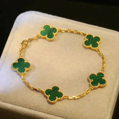 [Lumi Jewelry]CLOVER 5 MOTIFS MALACHITE BRACELET