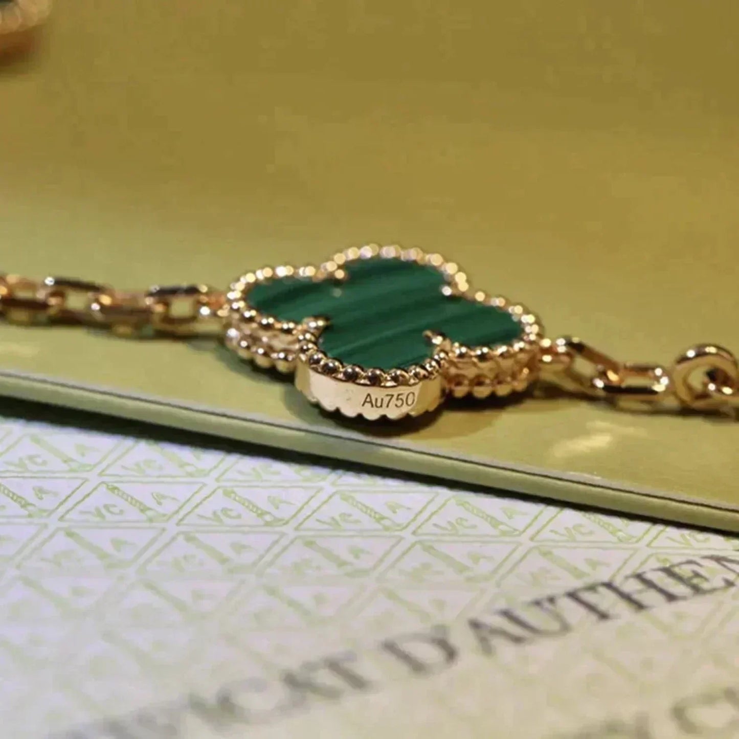 [Lumi Jewelry]CLOVER 5 MOTIFS MALACHITE BRACELET