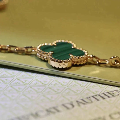 [Lumi Jewelry]CLOVER 5 MOTIFS MALACHITE BRACELET
