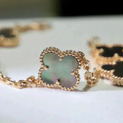 [Lumi Jewelry]CLOVER 5 MOTIF GRAY MOP  BRACELET