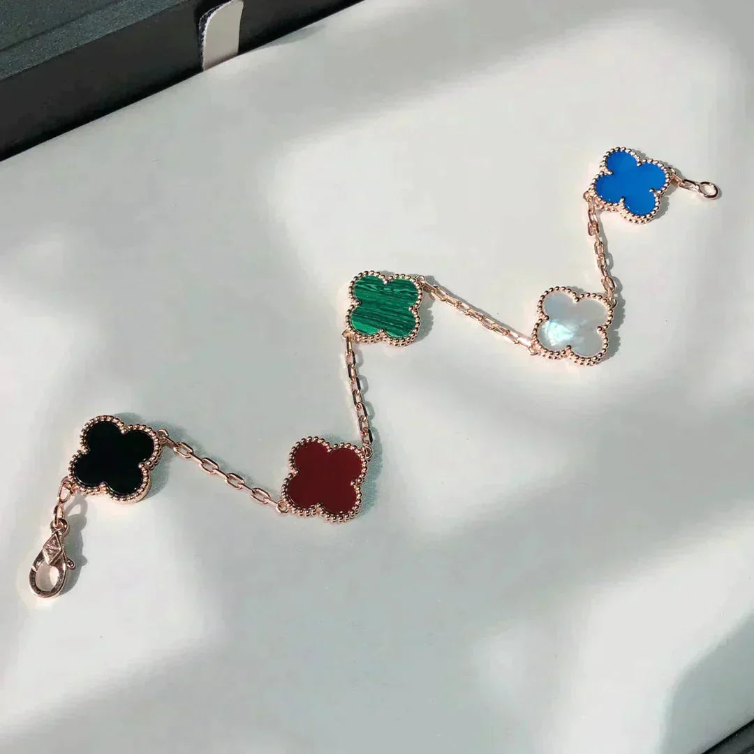 [Lumi Jewelry]CLOVER 5 MOTIFS MULTICOLOR  BRACELET