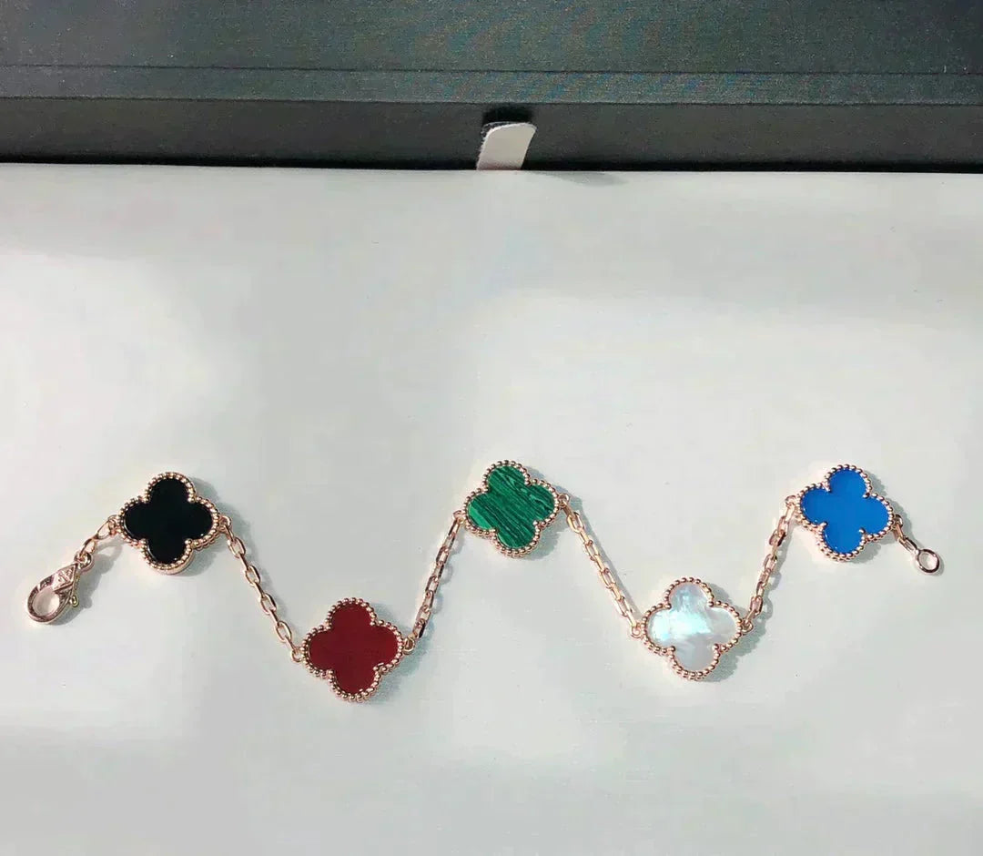 [Lumi Jewelry]CLOVER 5 MOTIFS MULTICOLOR  BRACELET