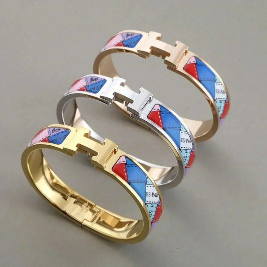 [Lumi Jewelry]H BRACELET DOTTED BORDER 12MM