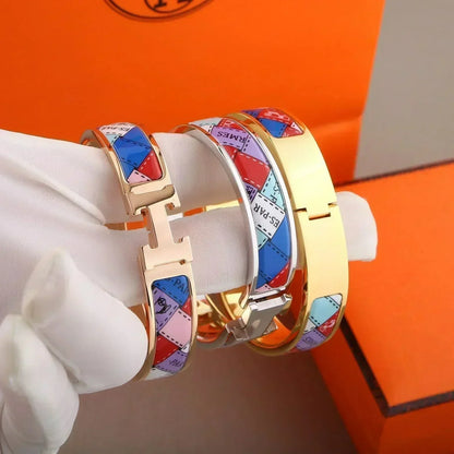[Lumi Jewelry]H BRACELET DOTTED BORDER 12MM