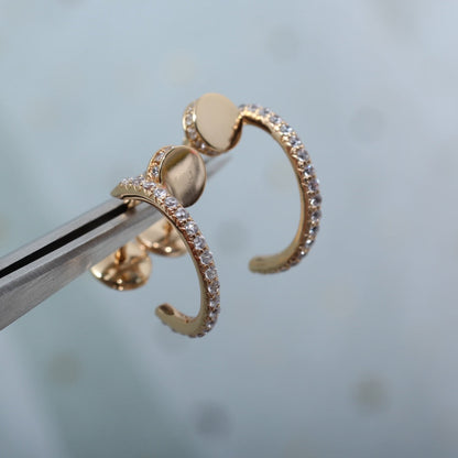 [Lumi Jewelry]JUSTE EARRINGS 12.75MM PINK GOLD DIAMOND