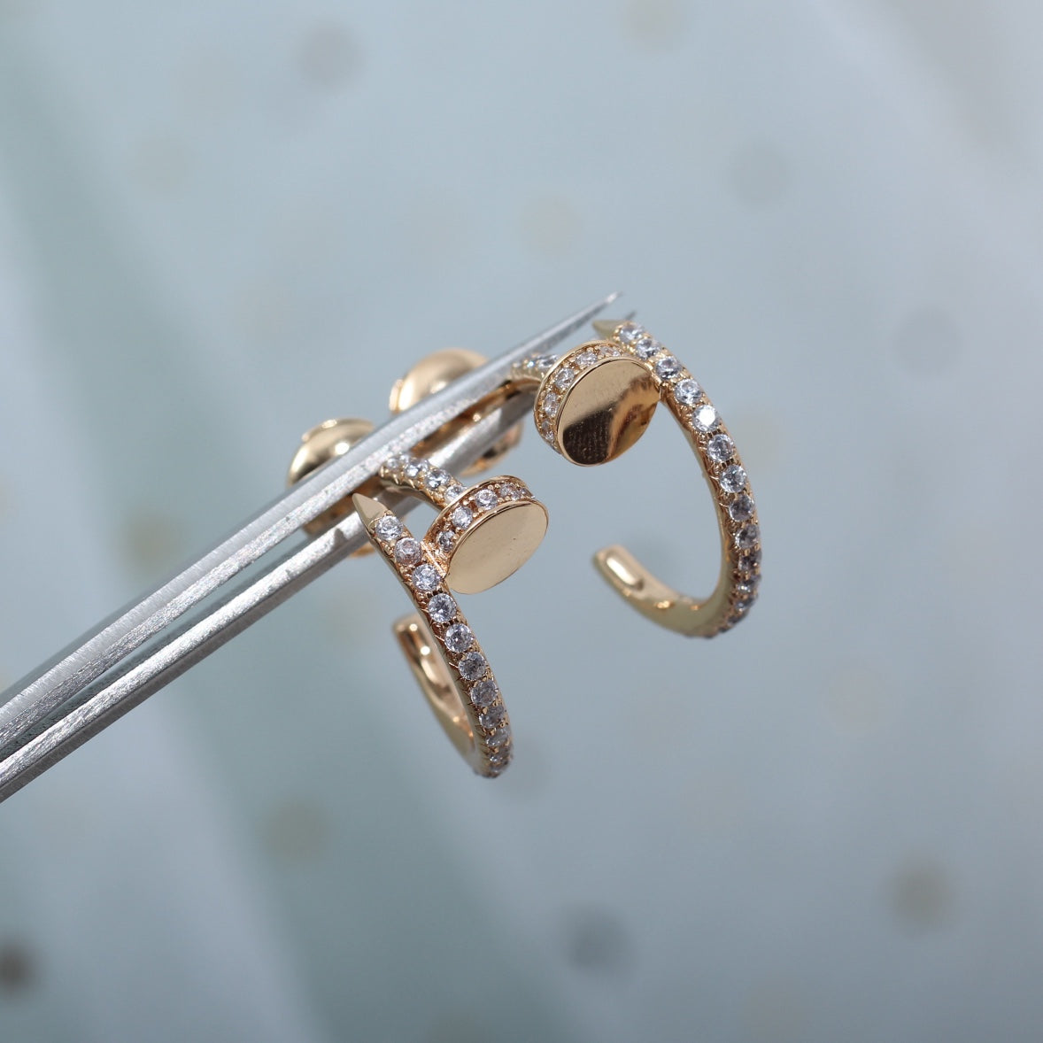 [Lumi Jewelry]JUSTE EARRINGS 12.75MM PINK GOLD DIAMOND