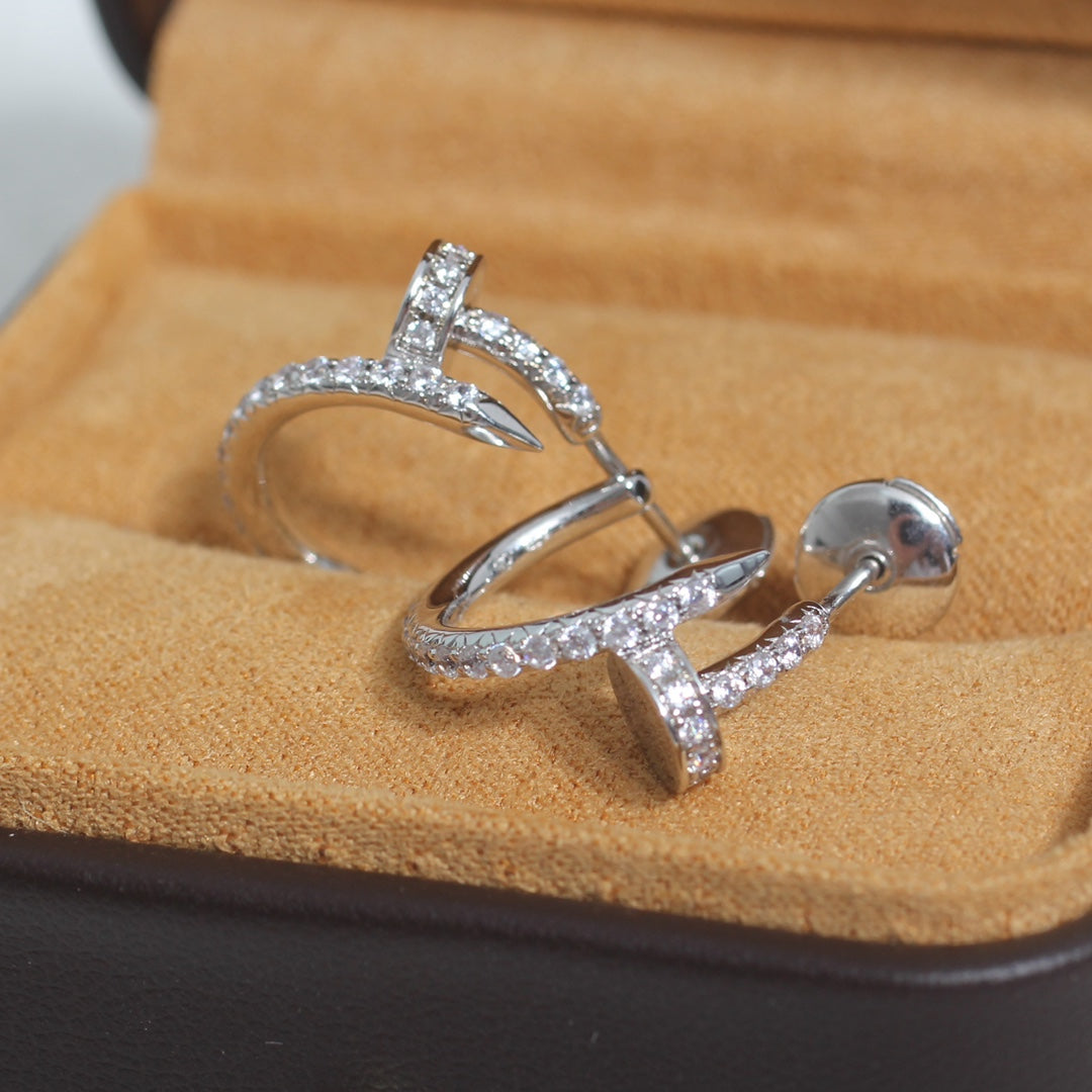 [Lumi Jewelry]JUSTE EARRINGS 12.75MM SILVER DIAMOND