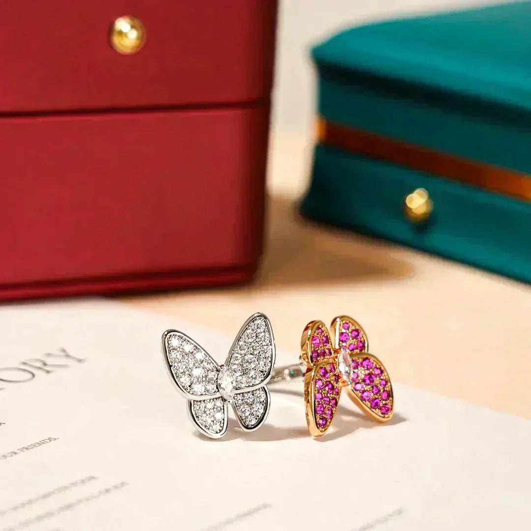 [Lumi Jewelry]TWIN BUTTERFLY DIAMOND RING