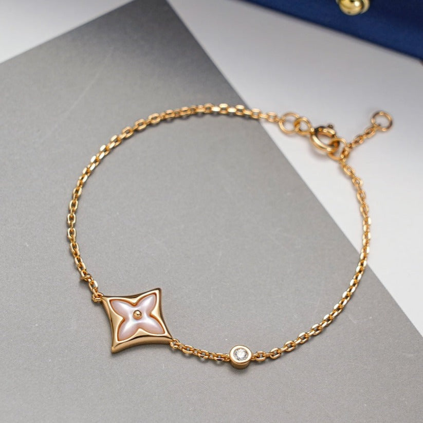 [Lumi Jewelry]STAR 1 DIAMOND PINK GOLD BRACELET