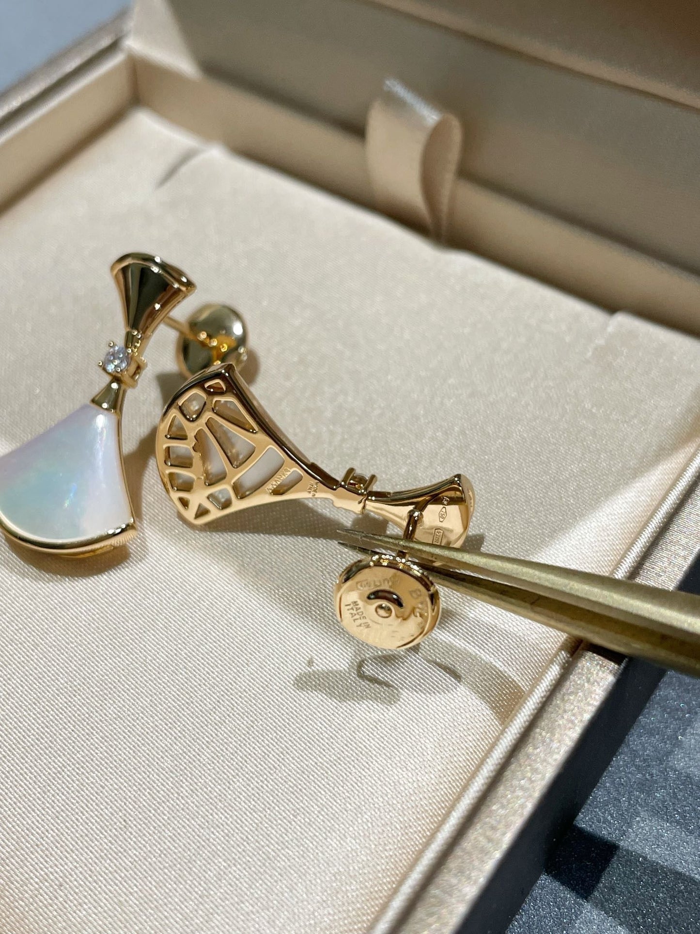 [Lumi Jewelry]DREAM MOP 1 DIAMOND EARRINGS