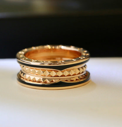 [Lumi Jewelry]ZERO 1 PINK GOLD BLACK CERAMIC RING