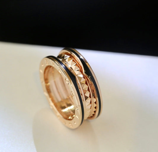 [Lumi Jewelry]ZERO 1 PINK GOLD BLACK CERAMIC RING