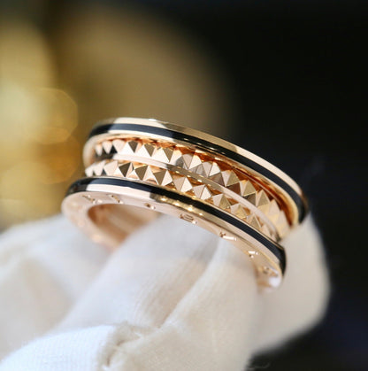 [Lumi Jewelry]ZERO 1 PINK GOLD BLACK CERAMIC RING