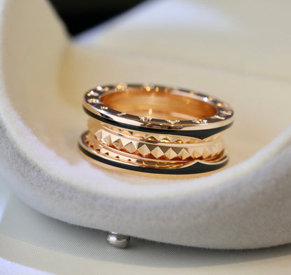 [Lumi Jewelry]ZERO 1 PINK GOLD BLACK CERAMIC RING