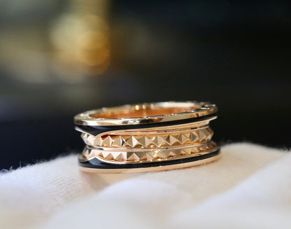 [Lumi Jewelry]ZERO 1 PINK GOLD BLACK CERAMIC RING