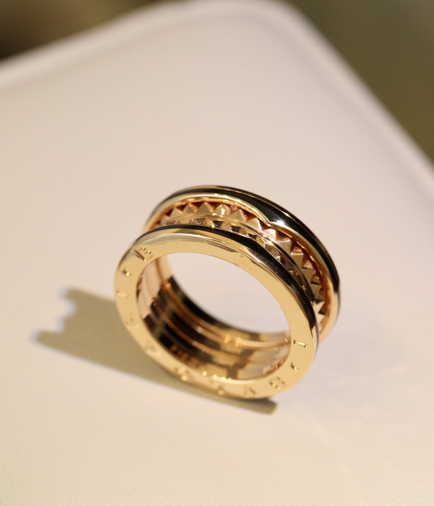 [Lumi Jewelry]ZERO 1 PINK GOLD BLACK CERAMIC RING