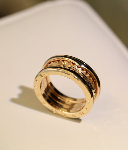 [Lumi Jewelry]ZERO 1 PINK GOLD BLACK CERAMIC RING