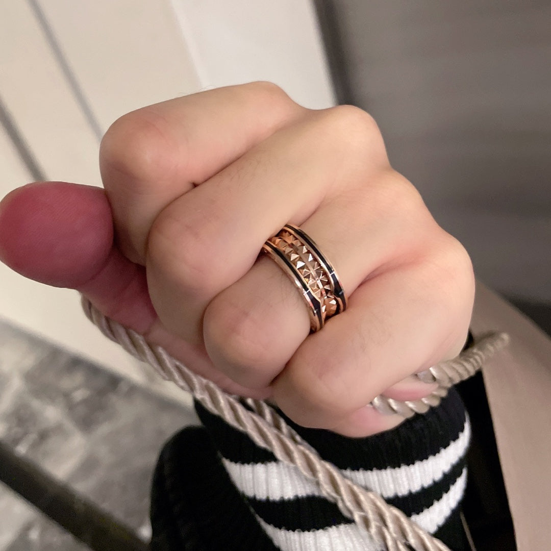[Lumi Jewelry]ZERO 1 PINK GOLD BLACK CERAMIC RING