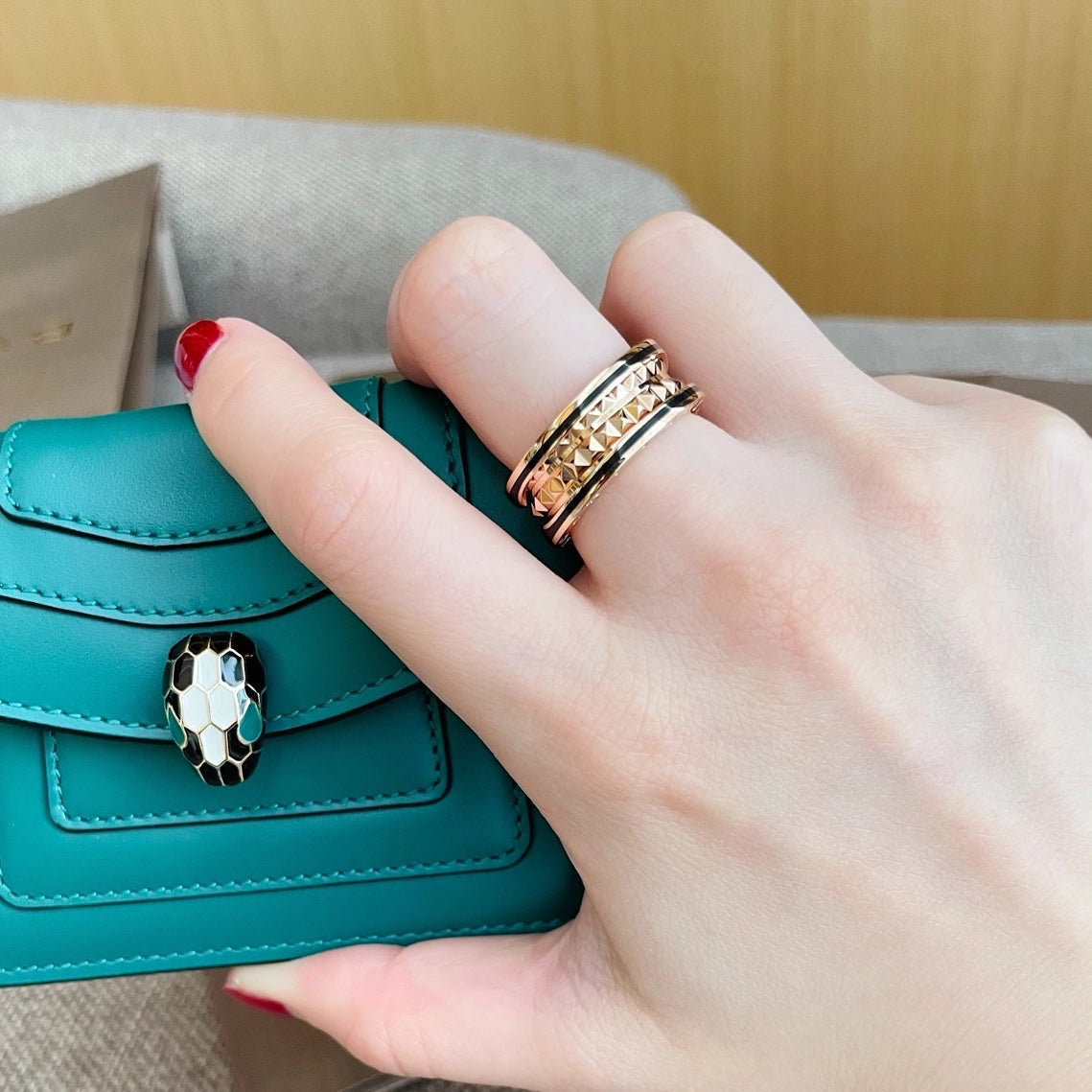 [Lumi Jewelry]ZERO 1 PINK GOLD BLACK CERAMIC RING