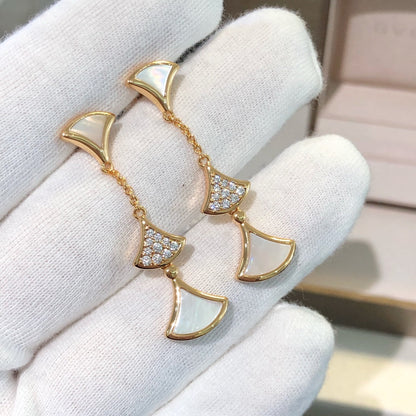 [Lumi Jewelry]DREAM EARRINGS 3 MOTIFS DIAMOND MOP PINK GOLD