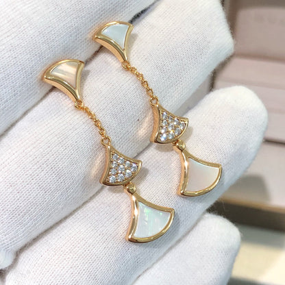 [Lumi Jewelry]DREAM EARRINGS 3 MOTIFS DIAMOND MOP PINK GOLD