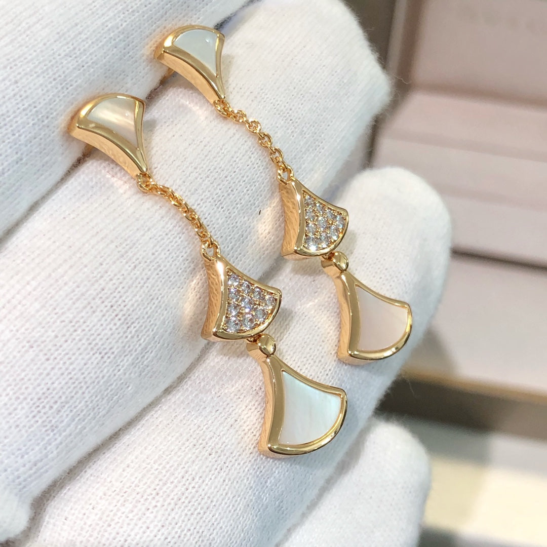 [Lumi Jewelry]DREAM EARRINGS 3 MOTIFS DIAMOND MOP PINK GOLD