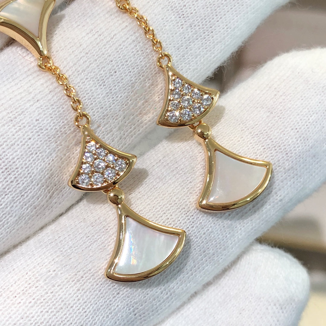 [Lumi Jewelry]DREAM EARRINGS 3 MOTIFS DIAMOND MOP PINK GOLD