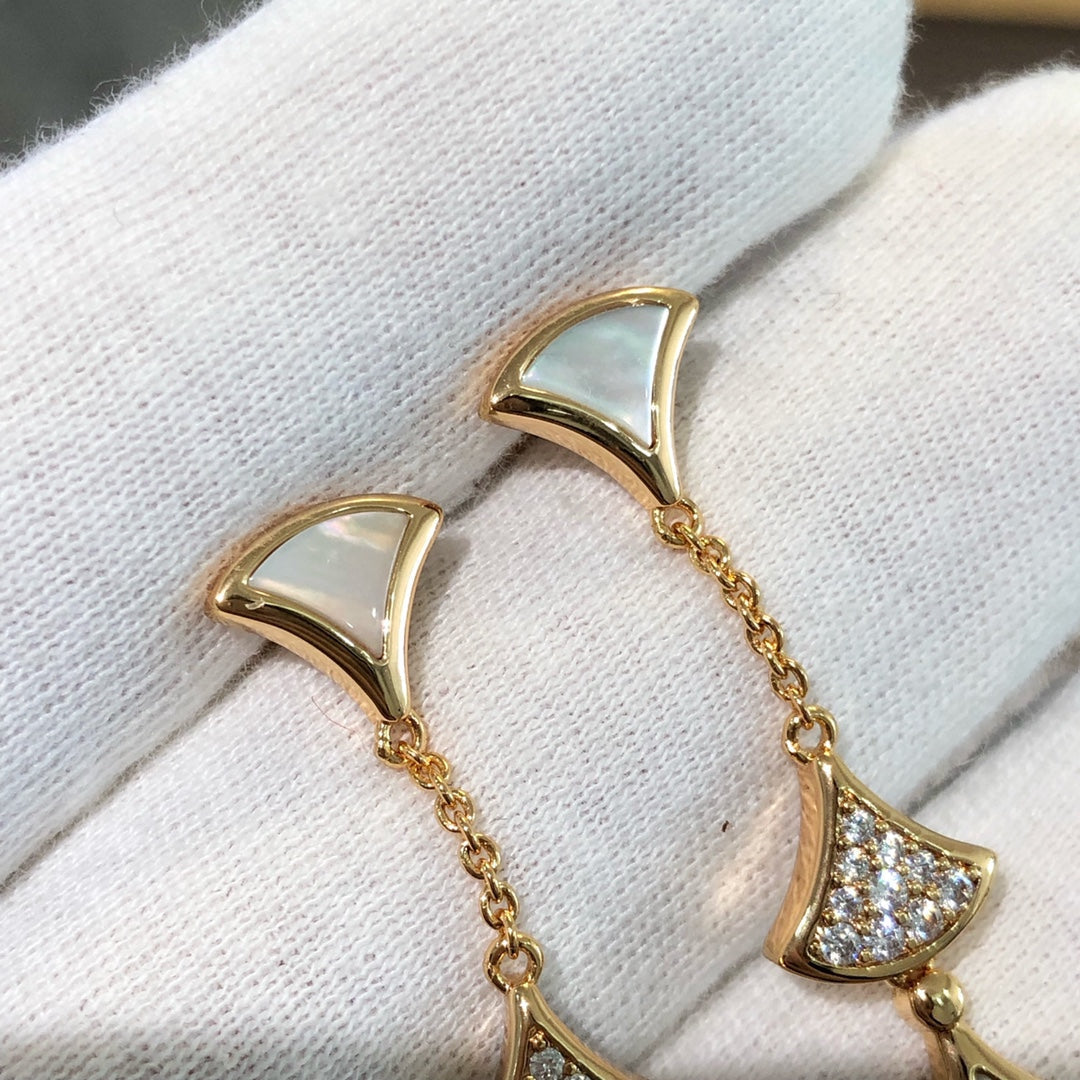 [Lumi Jewelry]DREAM EARRINGS 3 MOTIFS DIAMOND MOP PINK GOLD