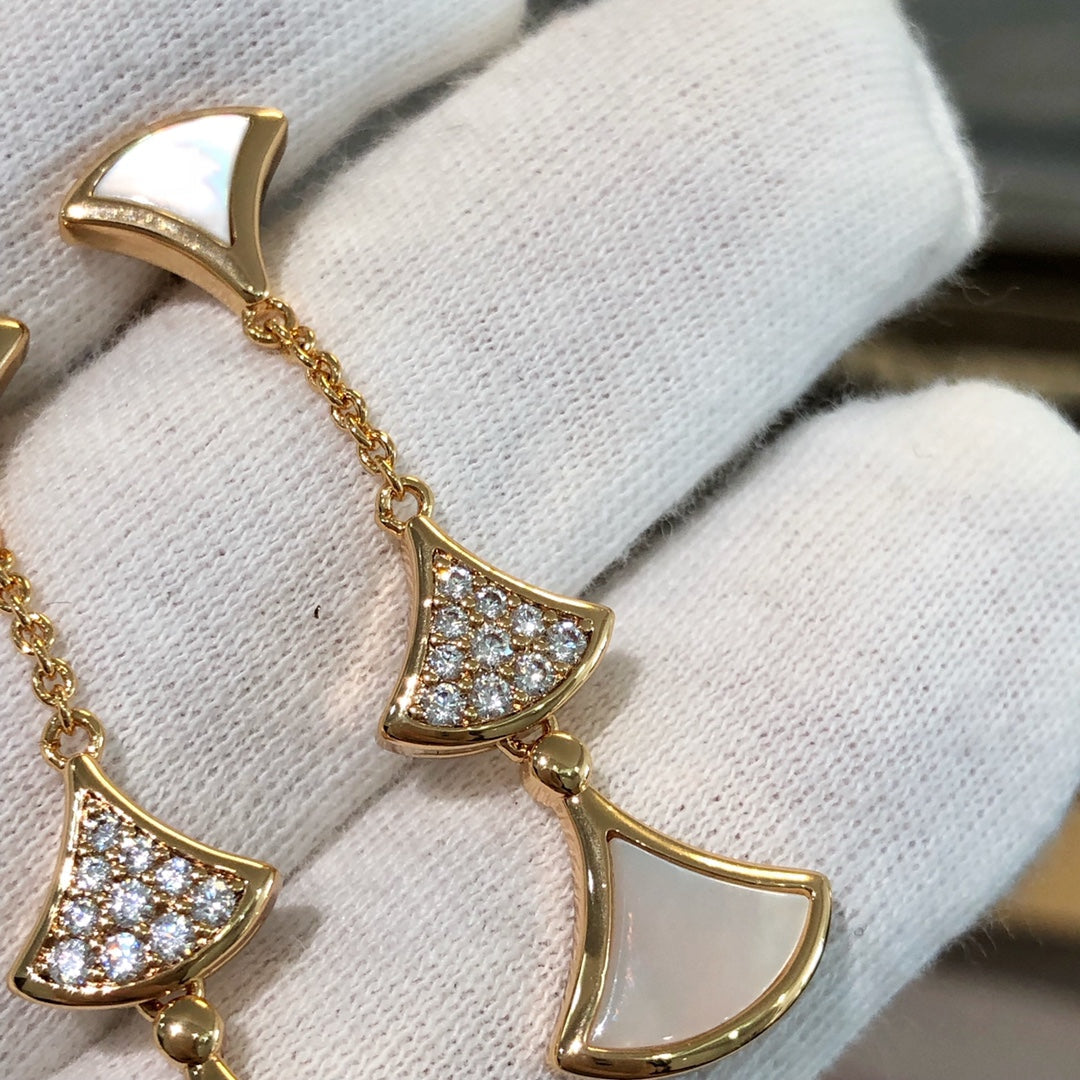 [Lumi Jewelry]DREAM EARRINGS 3 MOTIFS DIAMOND MOP PINK GOLD